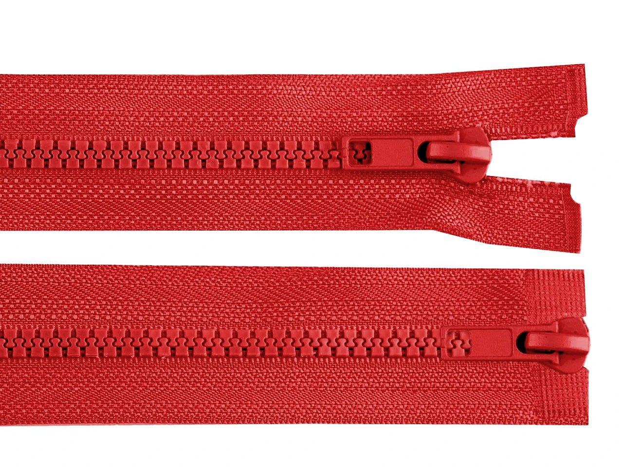 Image of a double-sided zipper slider - red – available at Charlotte Fabrics
