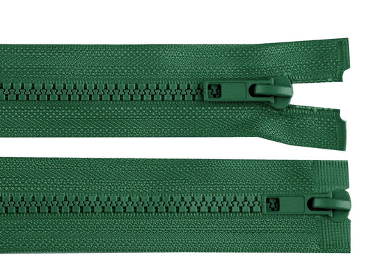 Image of a two-way zipper slider - dark green – available at Charlotte's Fabrics