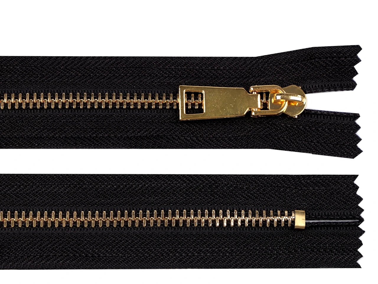 Closed metal zipper - black with gold