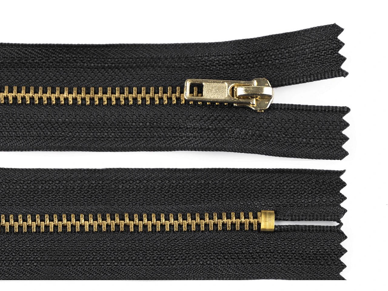 Closed-end metal zipper - black with gold