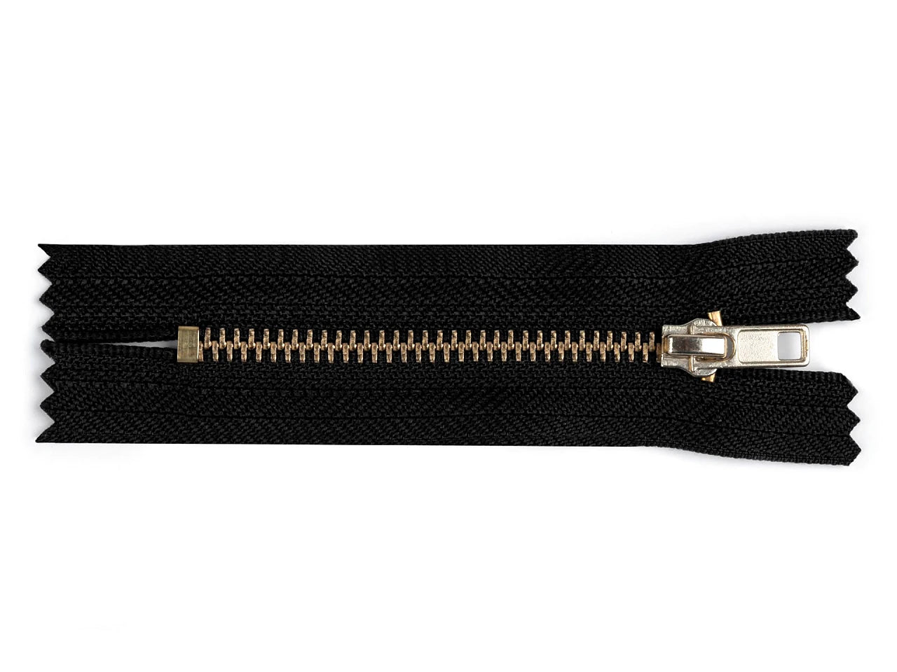 Metal closed zipper - black with gold