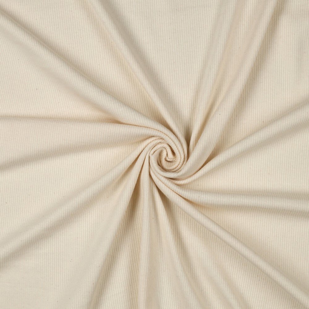 Ribbed cotton jersey (RIB JERSEY) - natural, unbleached 240 g/m²