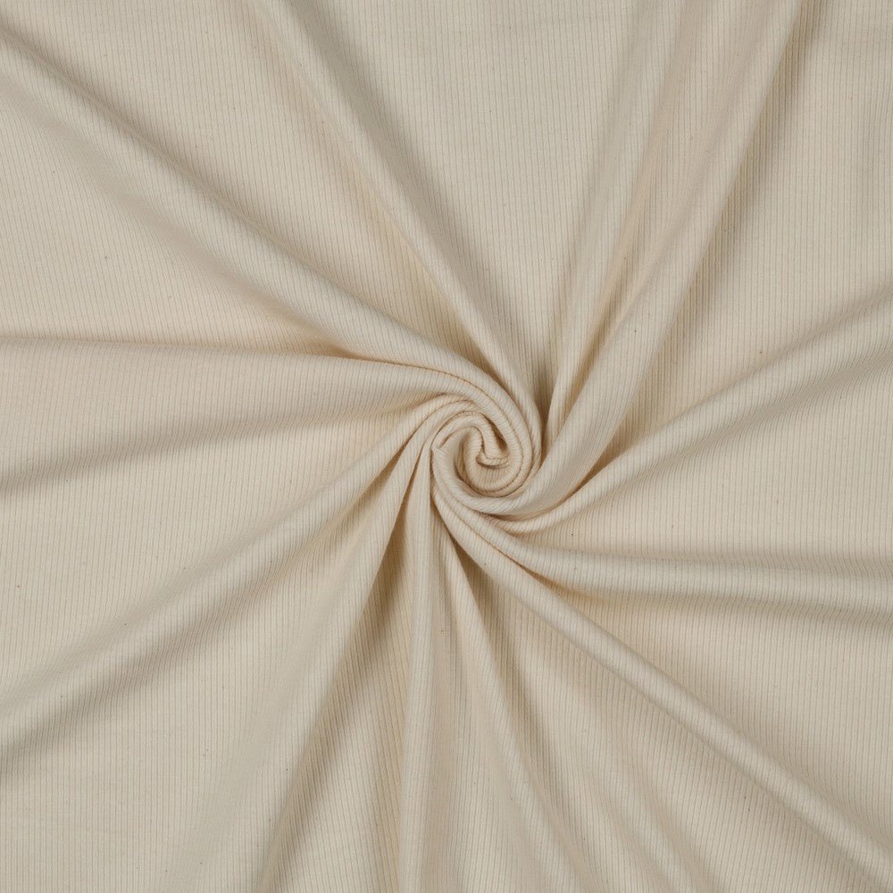 Ribbed cotton jersey (RIB JERSEY) - natural, unbleached 240 g/m²