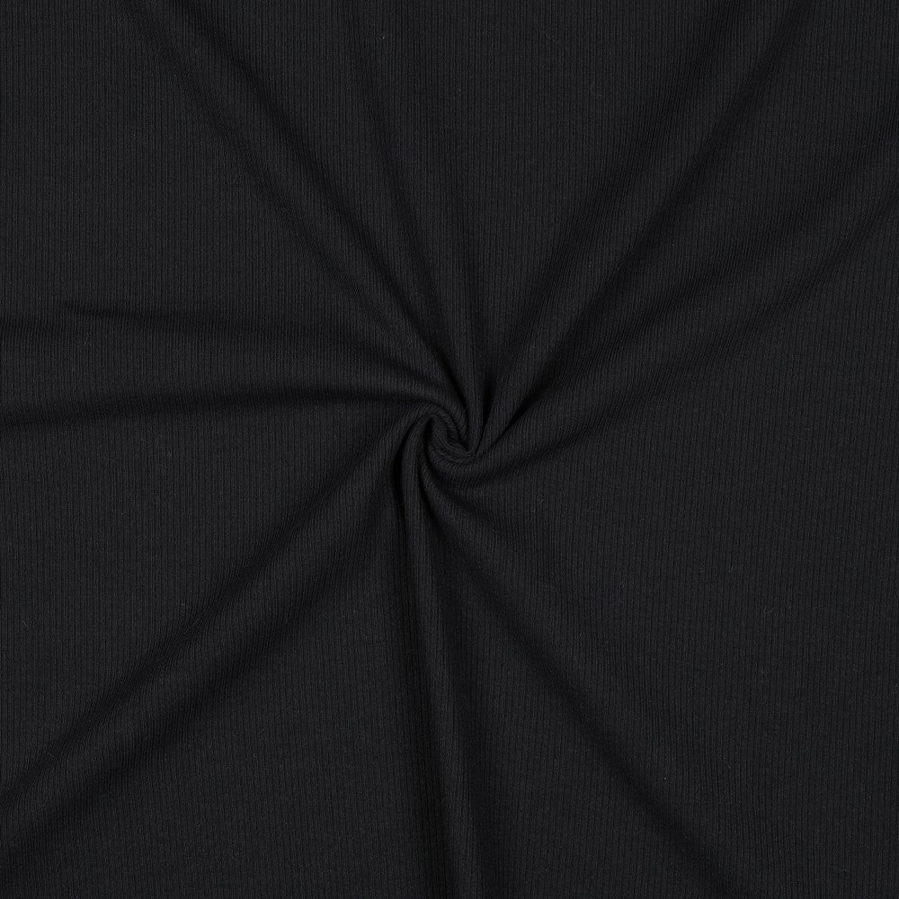 Ribbed cotton jersey (RIB JERSEY) - black 240 g/m²