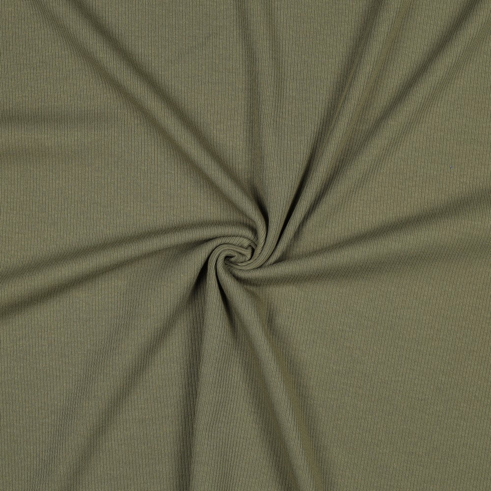 ribbed cotton jersey (RIB JERSEY) - olive green 240 g/m²