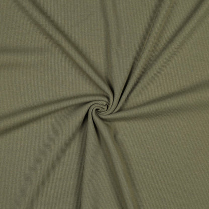 ribbed cotton jersey (RIB JERSEY) - olive green 240 g/m²