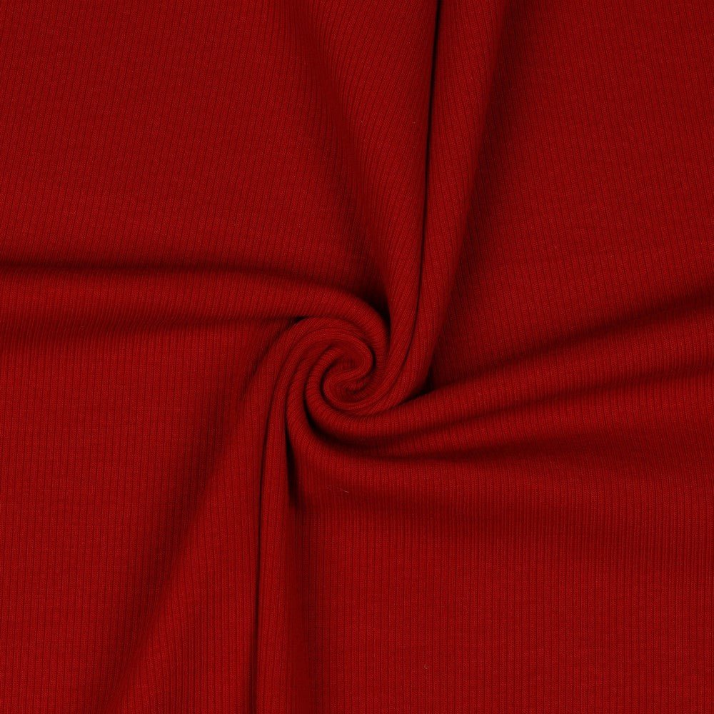 Ribbed cotton jersey (RIB JERSEY) - dark red 240 g/m²