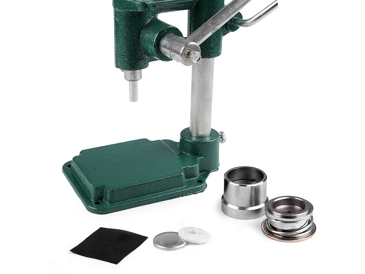 Image of a hand press for making buttons – available at Šarlotes audumi