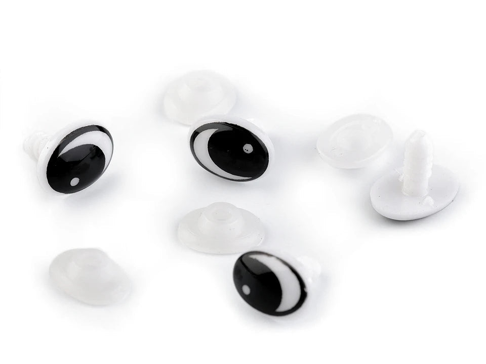 Toy eyes 11x15 mm - white with black (2 pairs per package)