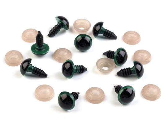 Toy eyes Ø12 mm, green (5 pairs per pack)