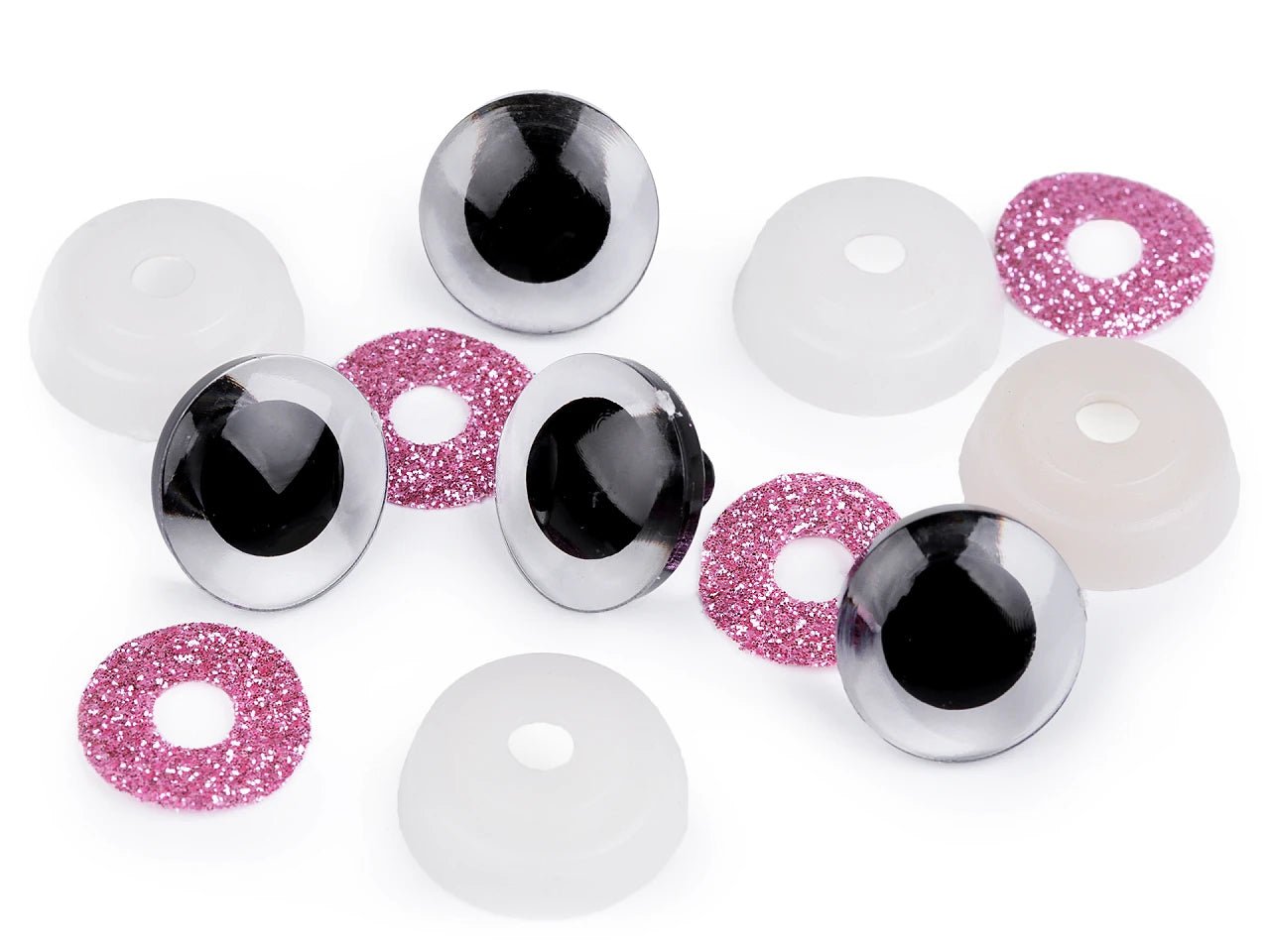 Toy eyes Ø20 mm - pink glitter (2 pairs per pack)
