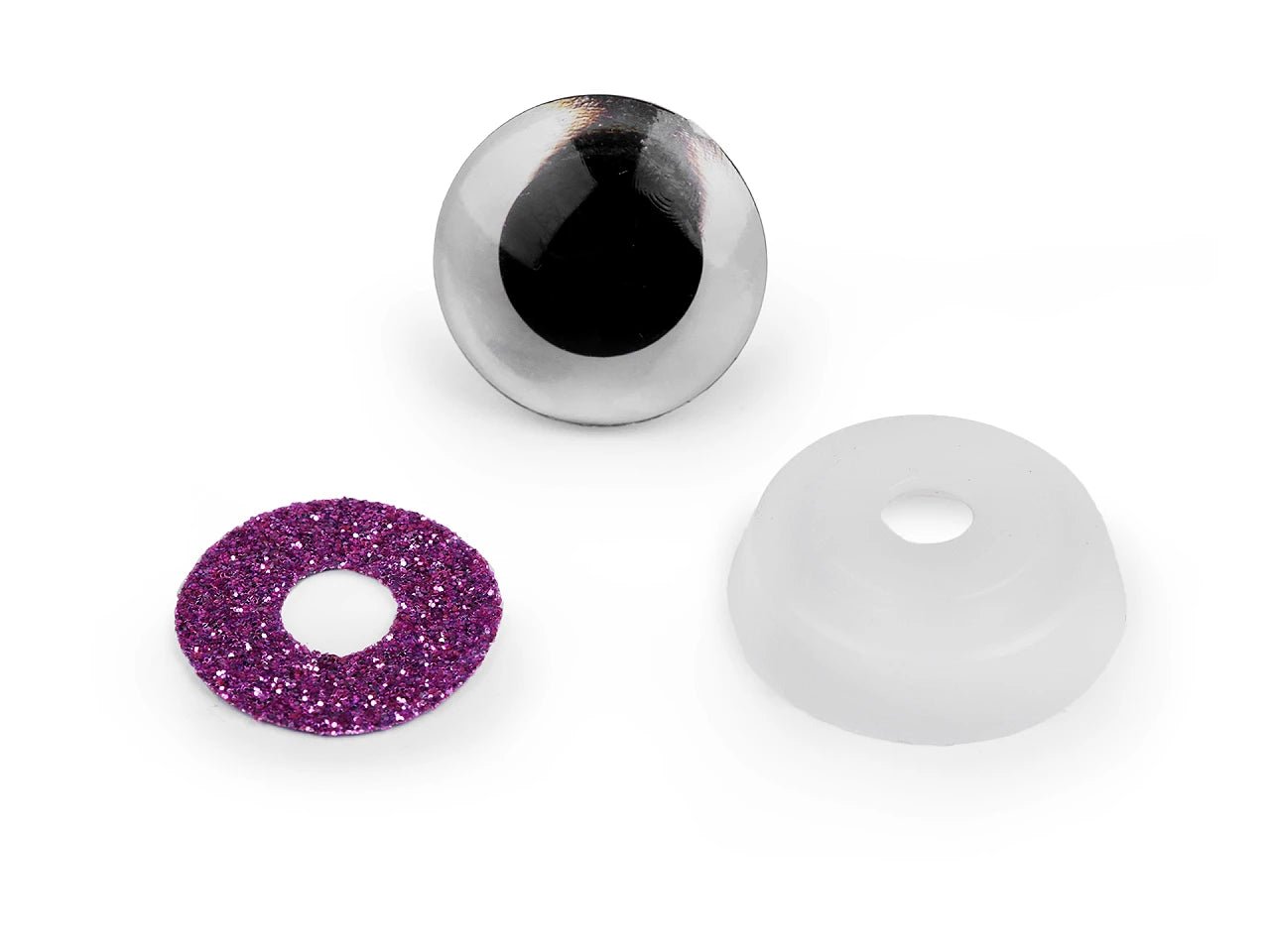 Toy eyes Ø20 mm silver glitter (2 pairs per pack)