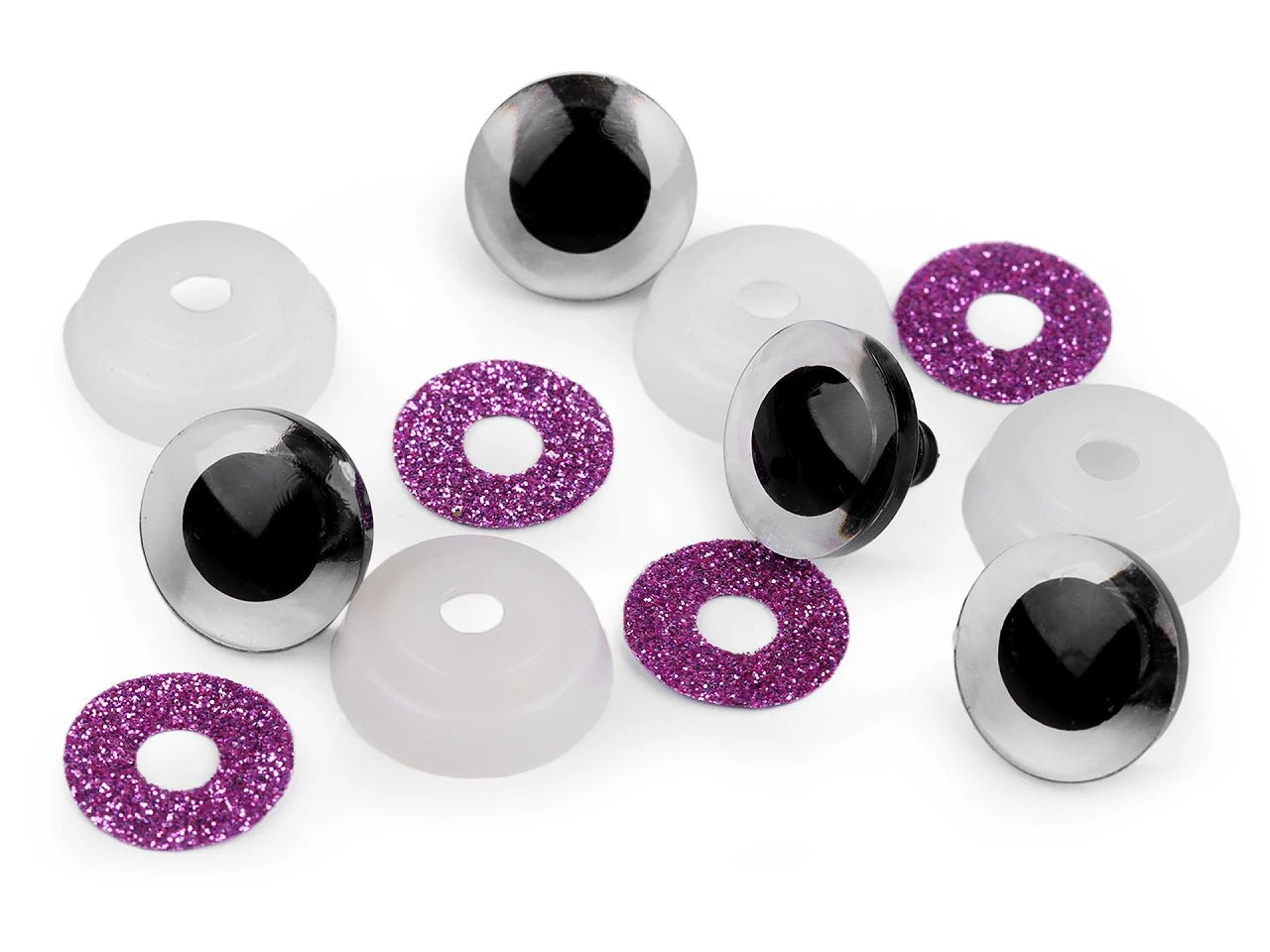 Toy eyes Ø20 mm - violet glitter (2 pairs per pack)