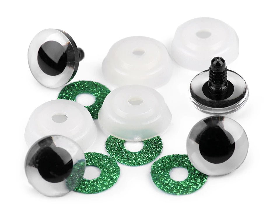 Toy eyes Ø20 mm - green glitter (2 pairs per pack)