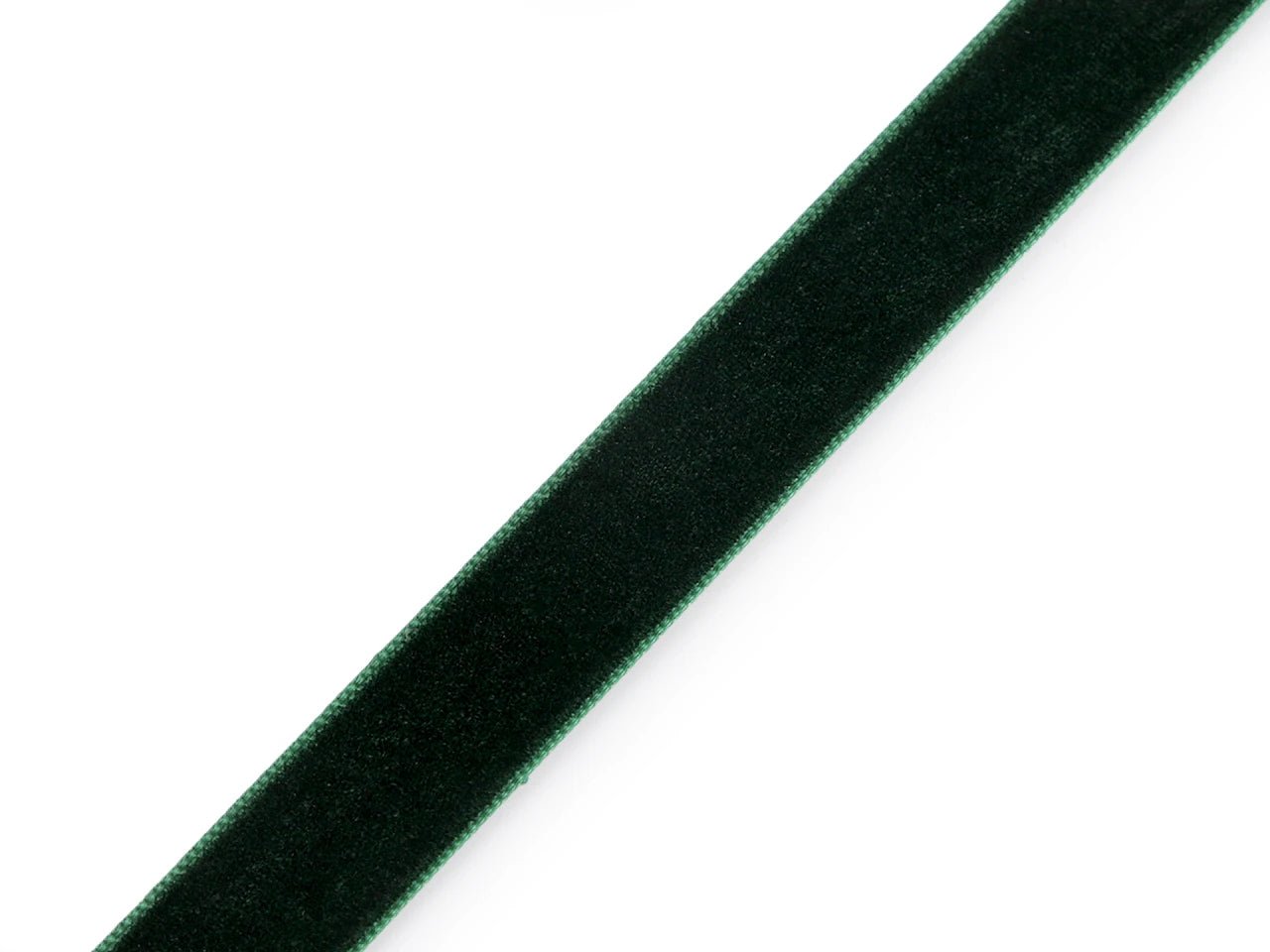 Velvet ribbon 15 mm (pack of 22.5 m) - dark green