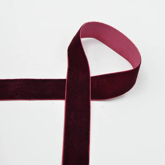 Image with velvet ribbon 25 mm - burgundy – available at Šarlotes audumi