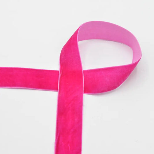 Image of velvet ribbon 25 mm - fuchsia - available at Charlotte's Fabrics