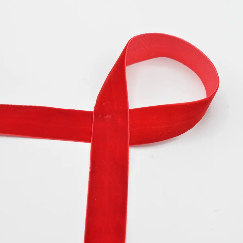 Image with Velvet ribbon 25 mm - red – available at Šarlotes audumi