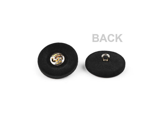 Velvet shank buttons 28mm - black with gold