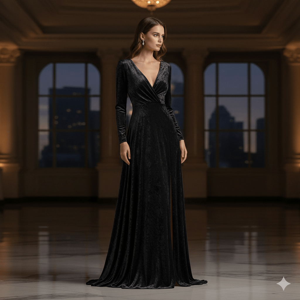 Image of velvet with elastane - black 240 g/m² – available at Šarlotes audumi