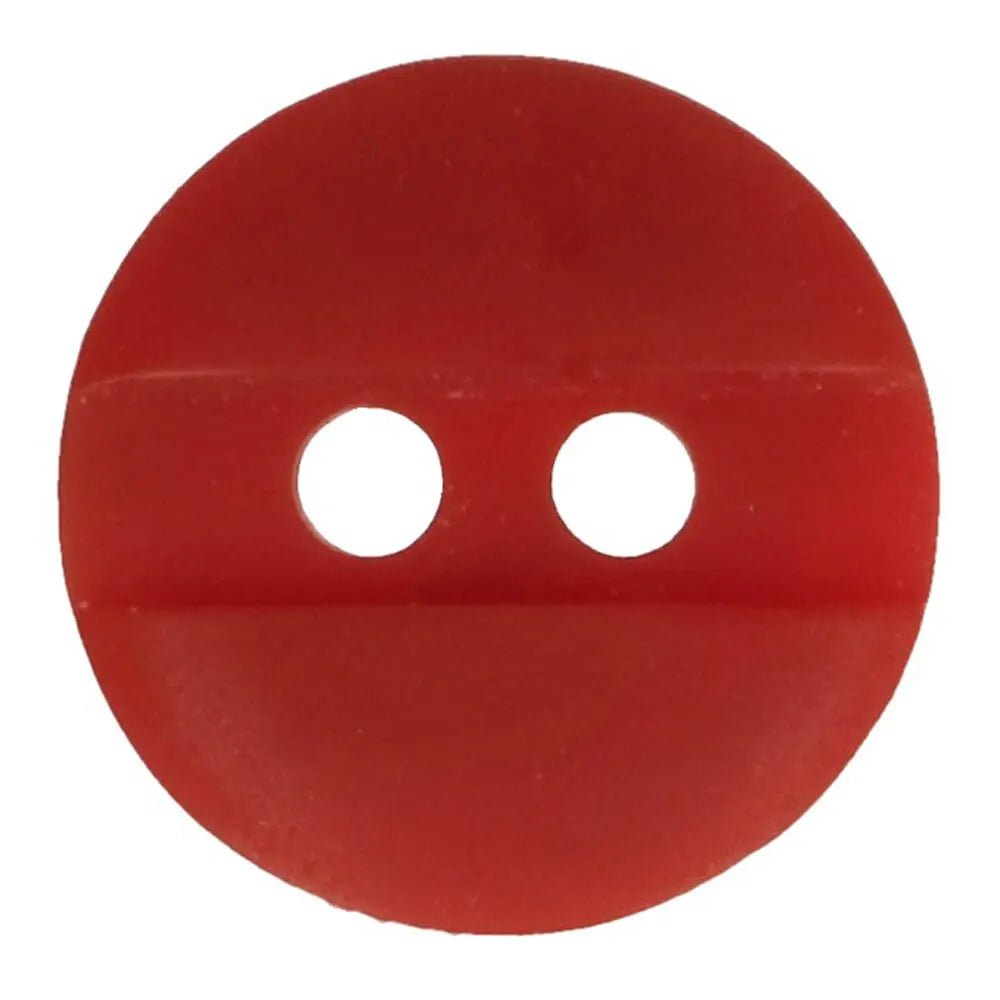 Image of a red round 2-hole button – 12.5 mm – available online at Charlotte's Fabrics
