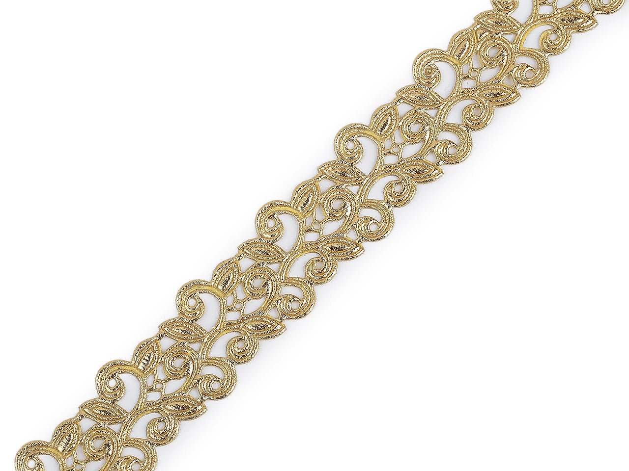 Image with satin lace ribbon (laser-cut) | 22 mm|gold – available at Charlotte's Fabrics