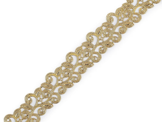 Image with satin lace ribbon (laser-cut) | 22 mm|gold – available at Charlotte's Fabrics