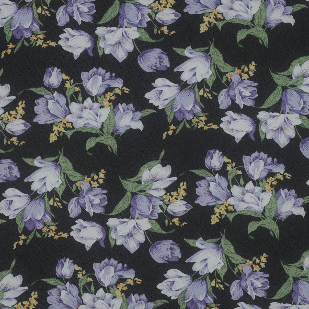 Chiffon - lilac tulips and forget-me-nots | 150 cm | 80 g/m²