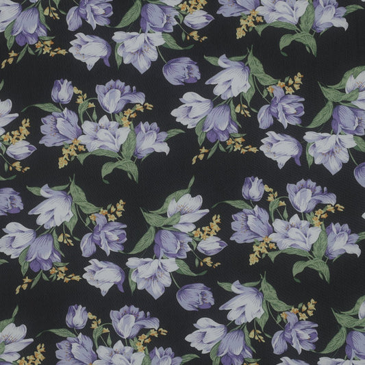Chiffon - lilac tulips and forget-me-nots | 150 cm | 80 g/m²