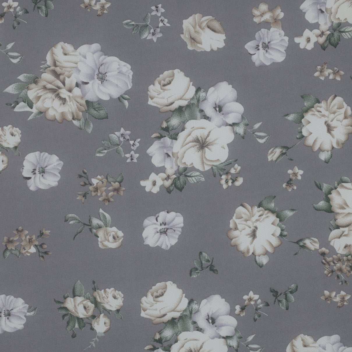 Chiffon - flowers on grey | 150 cm | 80 g/m²