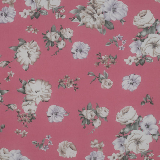 Chiffon - flowers on pink | 150 cm | 80 g/m²