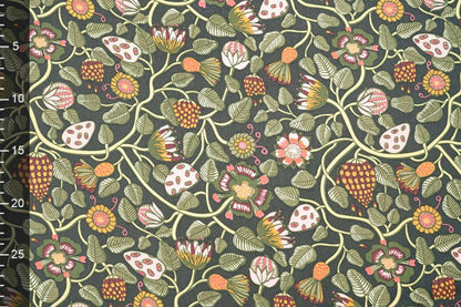 Image with chiffon - flowers with green strings | 150 cm | 65 g/m² – available at Šarlotes audumi