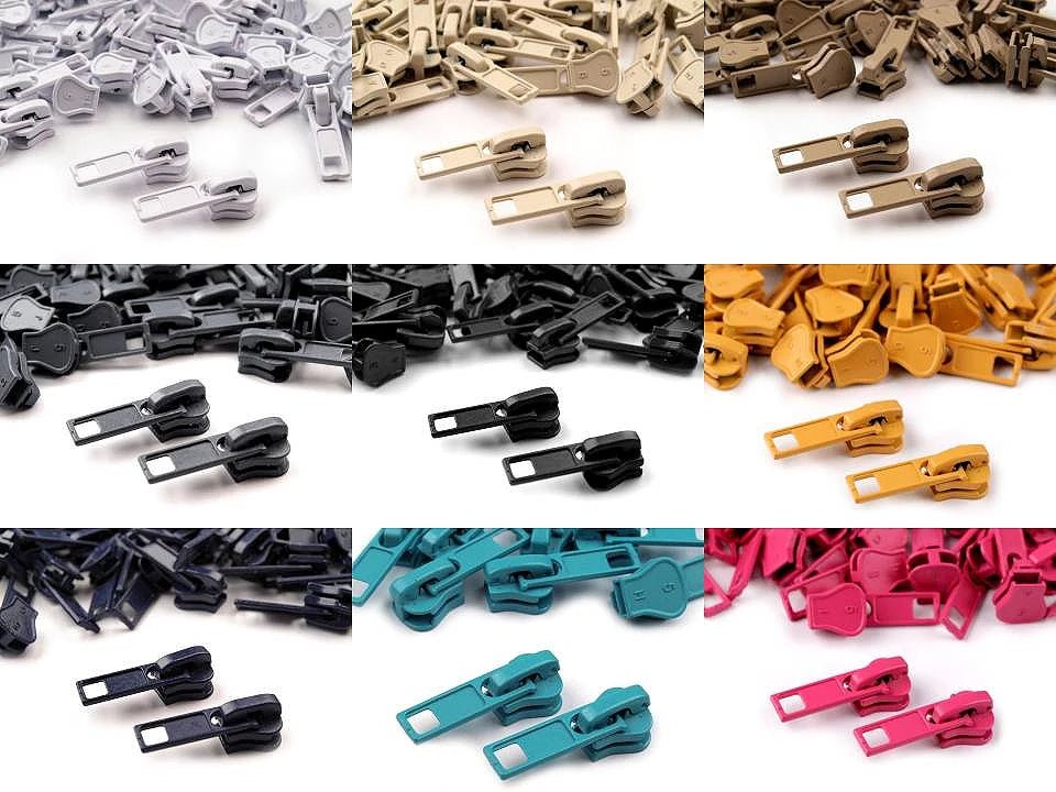 alt
Image with slider, plastic zipper slider No. 5|various shades – available at Šarlotes audumi