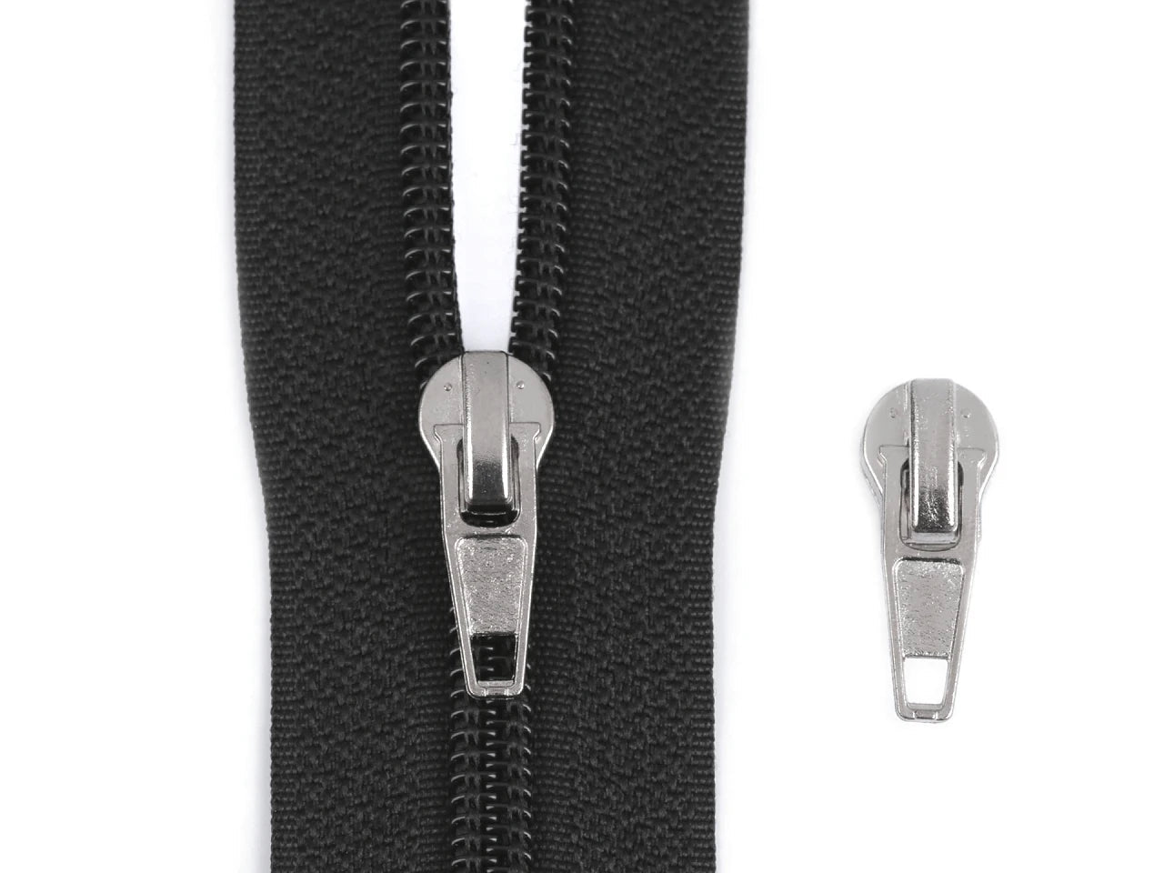alt
Image with slider, boat-shaped puller for size 5 spiral zipper | assorted shades – available at Šarlotes audumi