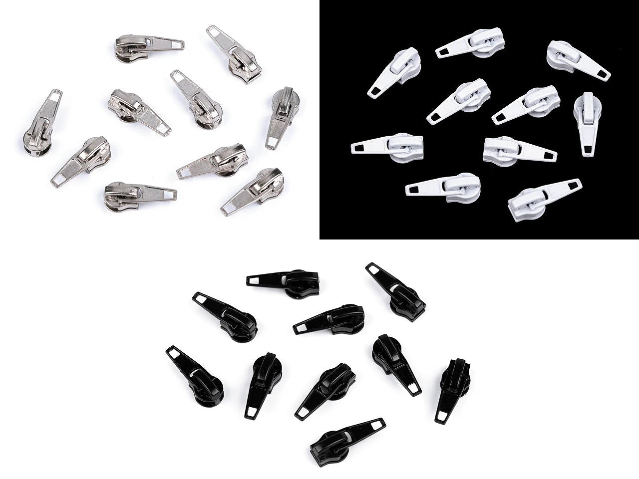 alt
Image with slider, boat-shaped zipper pull for size 5 spiral zipper|various shades – available at Šarlote Fabrics