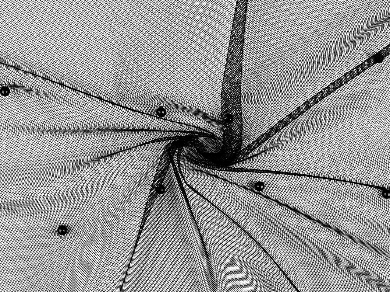 Image of delicate tulle with pearls 36 g/m² - black – available at Charlotte's Fabrics