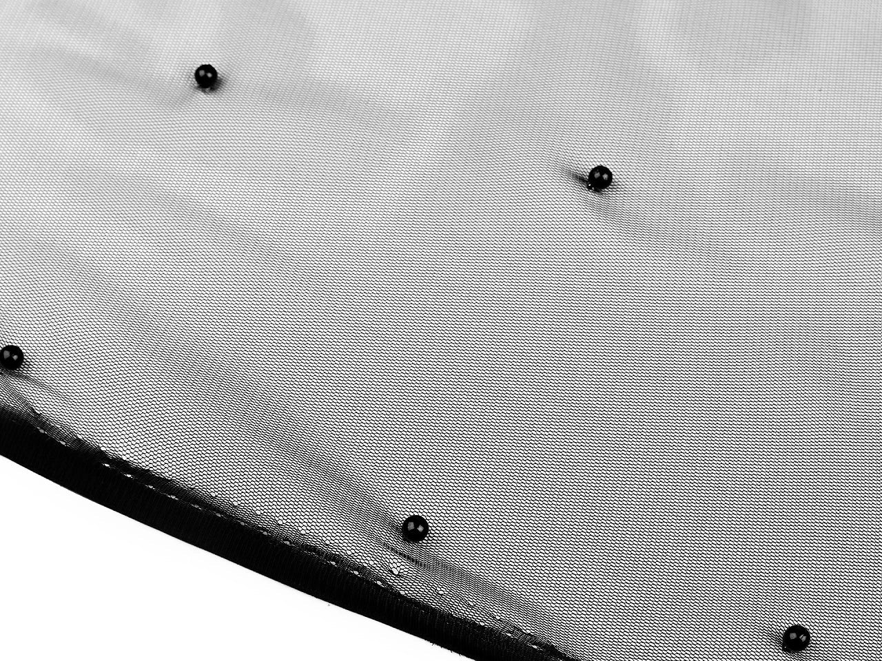 Image of fine tulle with pearls 36 g/m² - black - available at Šarlotes audumi