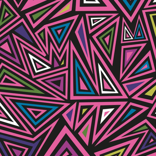 Softshell fabric with elastane - fuchsia triangle pattern 310 g/m²