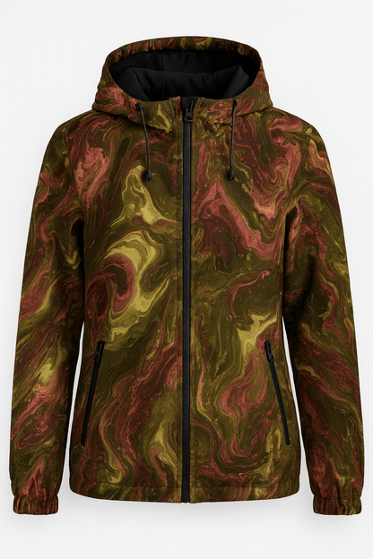 Softshell fabric with elastane - green watercolor 310 g/m²