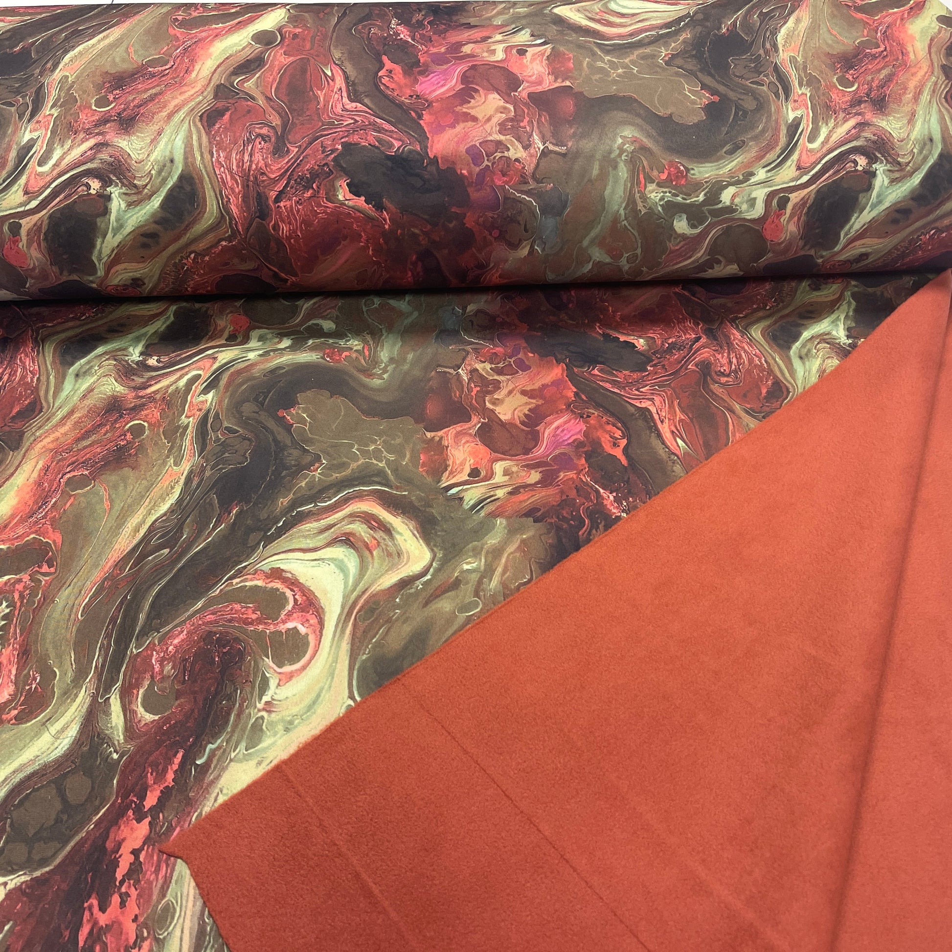 Softshell fabric with elastane - green watercolor 310 g/m²