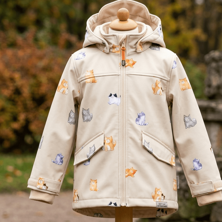 Zdjęcie z tkaniną softshell w kotki 310 g/m² – dostępna w Šarlotes audumi