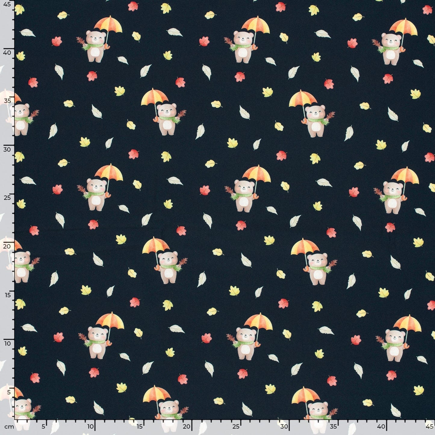 Softshell fabric - teddy bears with an umbrella 310 g/m²