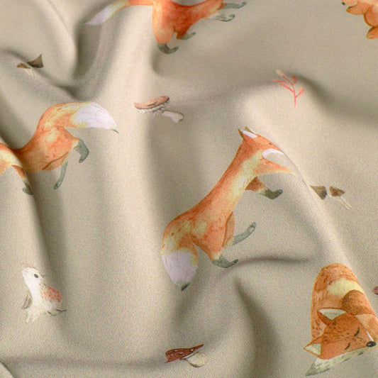 Softshell fabric - foxes 310 g/m²