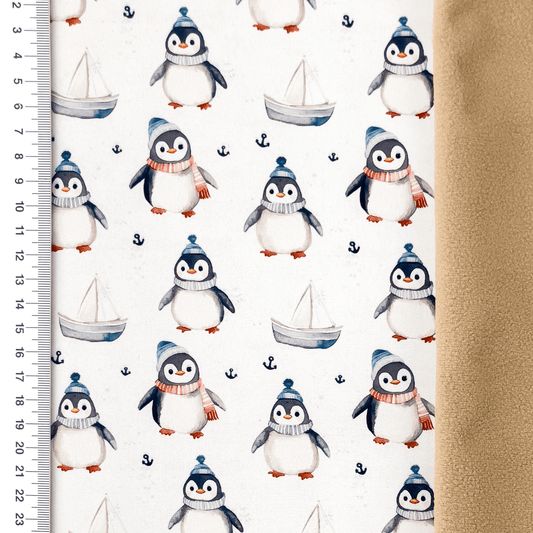 Image with Softshell fabric - little penguins 310 g/m² – available at Šarlotes audumi