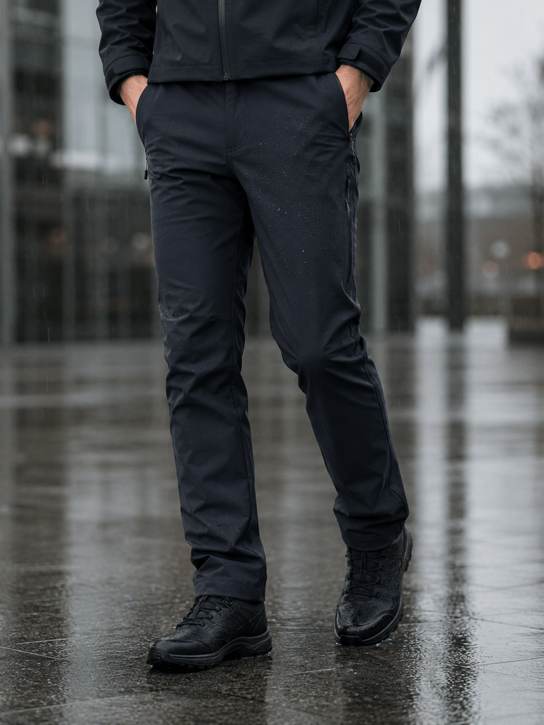 Zdjęcie wodoodpornej tkaniny softshell – granatowy, dostępnej online w Šarlotes audumi
