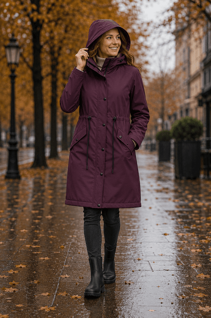 Zdjęcie: wodoodporny materiał softshell w kolorze winnej czerwieni – dostępny online Šarlotes audumi