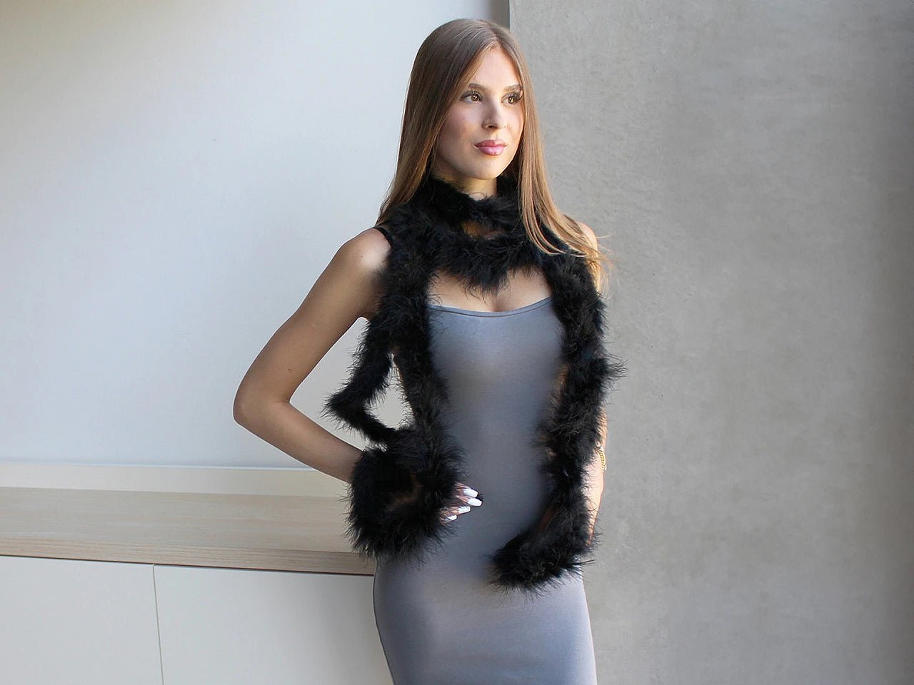 Feather boa - black 2 m