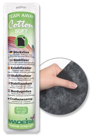 Tear-away embroidery stabilizer Madeira Cotton Soft Black 30 cm × 10 m