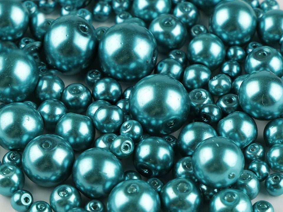 Glass beads, Ø4–12 mm, assorted sizes, 50 g - assorted colour variants