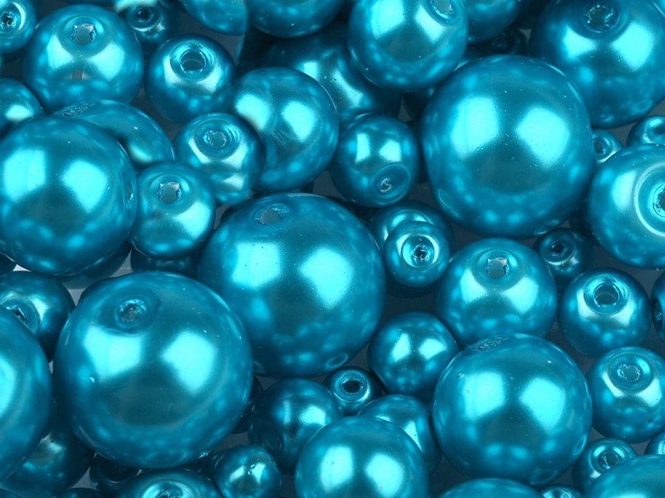 Glass beads, Ø4–12 mm, assorted sizes, 50 g - assorted color variations